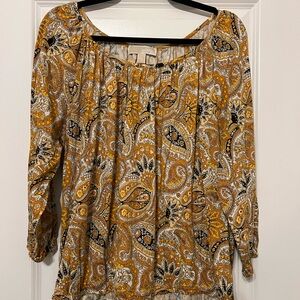 MICHAEL Michael Kors Yellow and Black Paisley Blouse